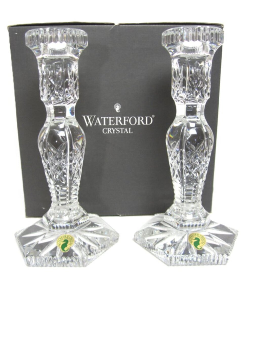 New $198 Waterford Crystal Pair Hardwick 8.5" Candlestick Two Candlesticks
